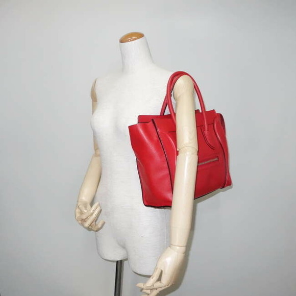 Celine Handbag Luggage Series Micro Shopper Calf Red - Picture 3 of 7